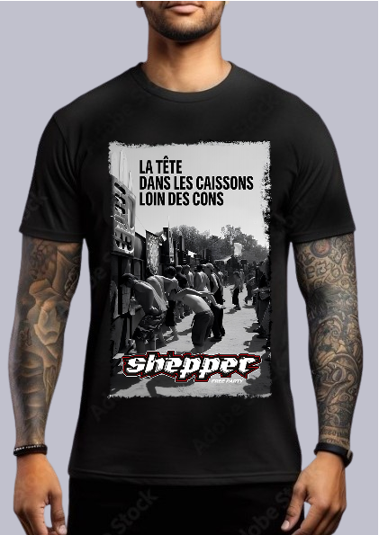 T-SHIRT RAVE modello HEAD IN THE CRATES (stampa frontale)