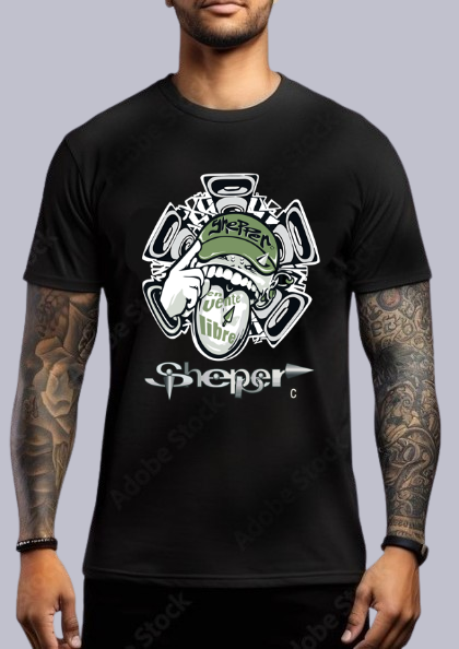 T-SHIRT RAVE, modello TOXI TONGUE (stampa frontale)