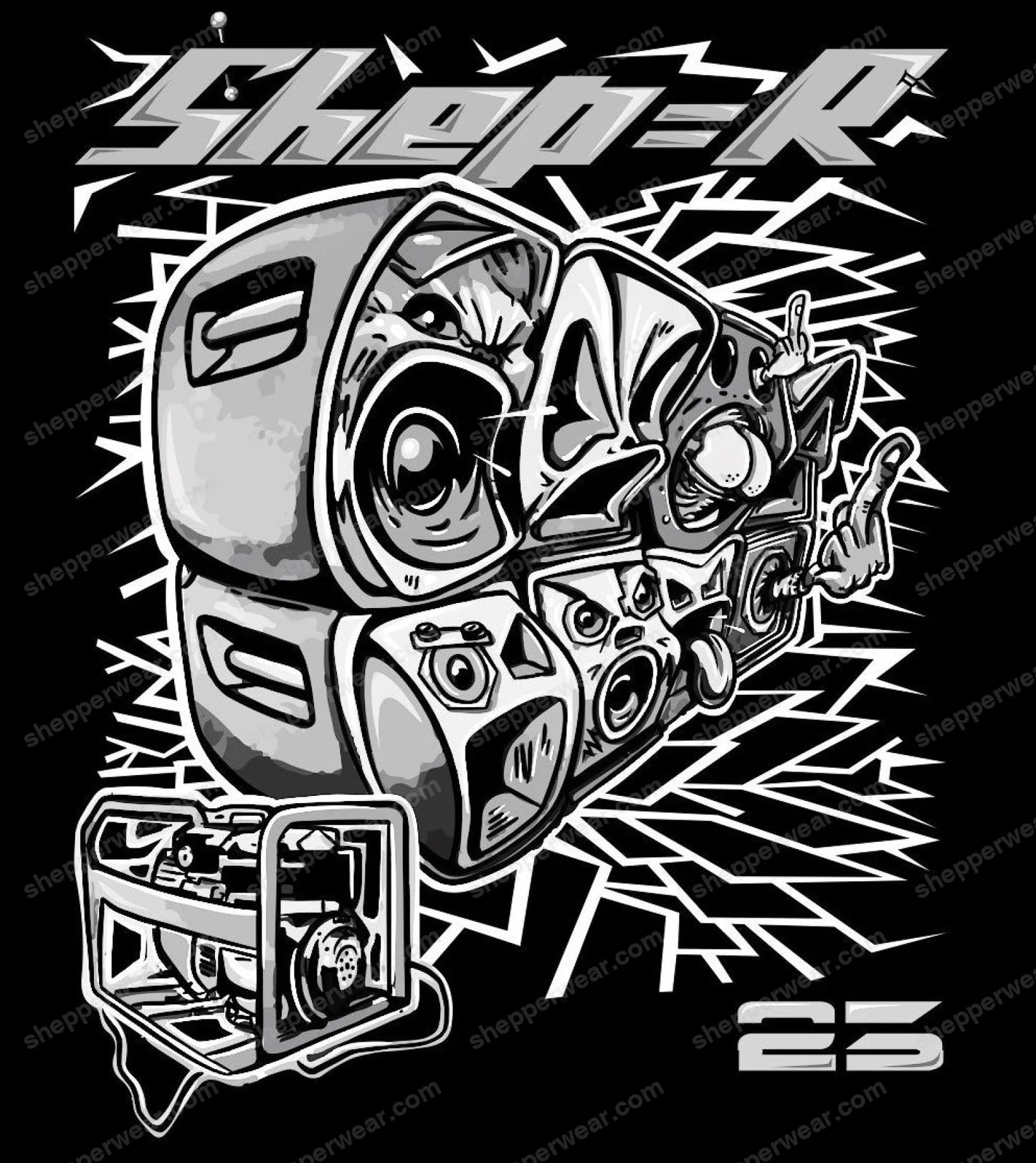 TEE-SHIRT RAVE modèle ELECTRO GROUP SHEPPER - TEE-SHIRT IMPRESSION DOS