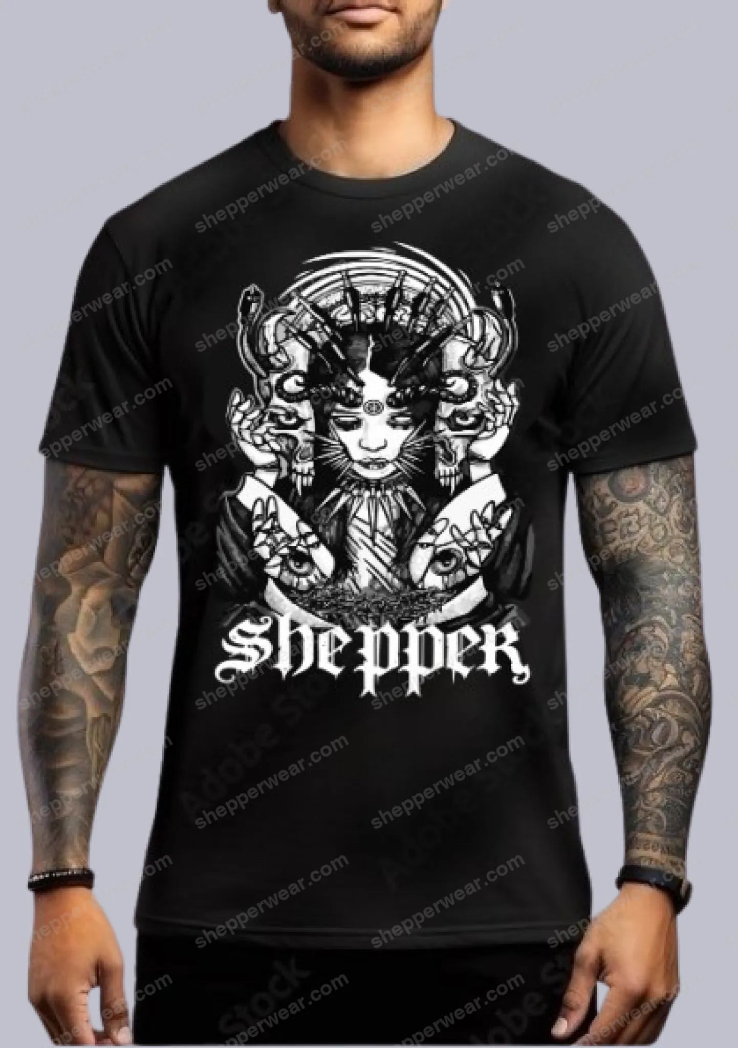 TEE-SHIRT RAVE modèle GOTHIC WITCH (impression Devant) - TEE-SHIRT IMPRESSION DEVANT