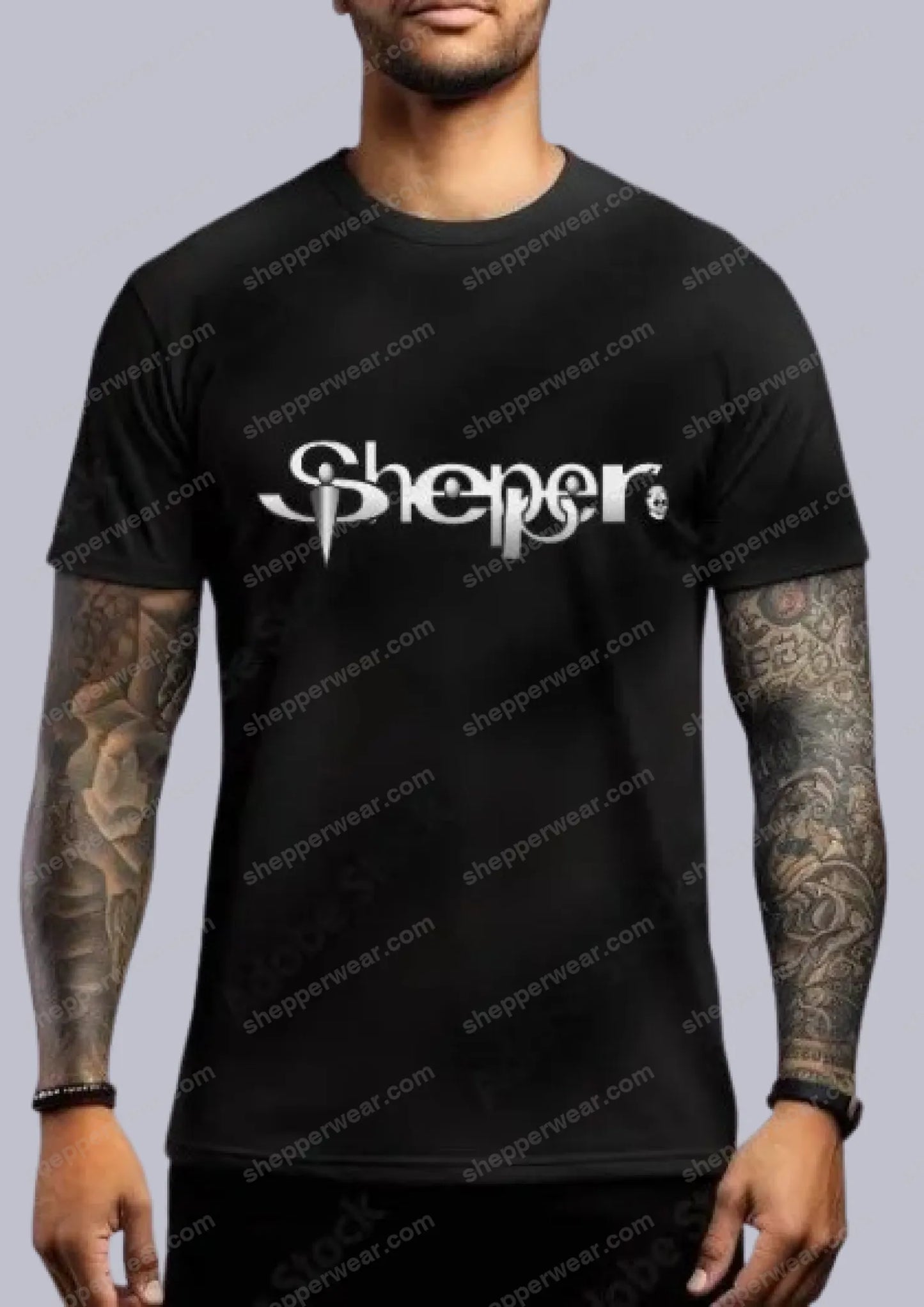 TEE-SHIRT RAVE modèle SHEPPER PERCING TETE DE MORT (impression Devant) - TEE-SHIRT IMPRESSION DEVANT
