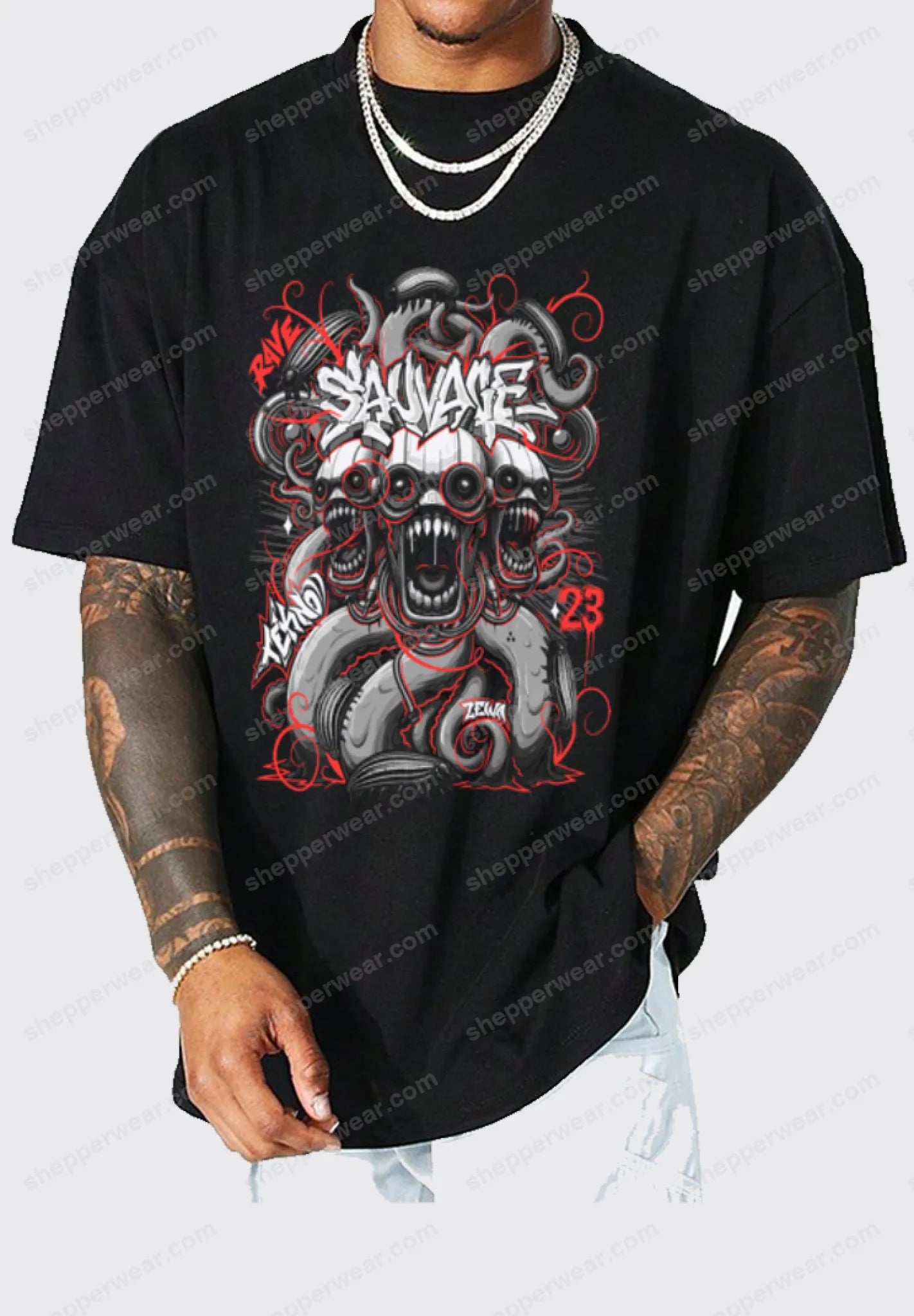 TEES RAVE SAUVAGE - TEE-SHIRT IMPRESSION DOS