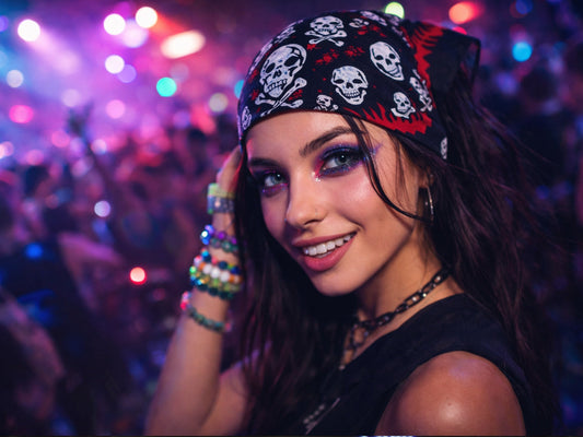 jeune fille avec un bandanas en rave party