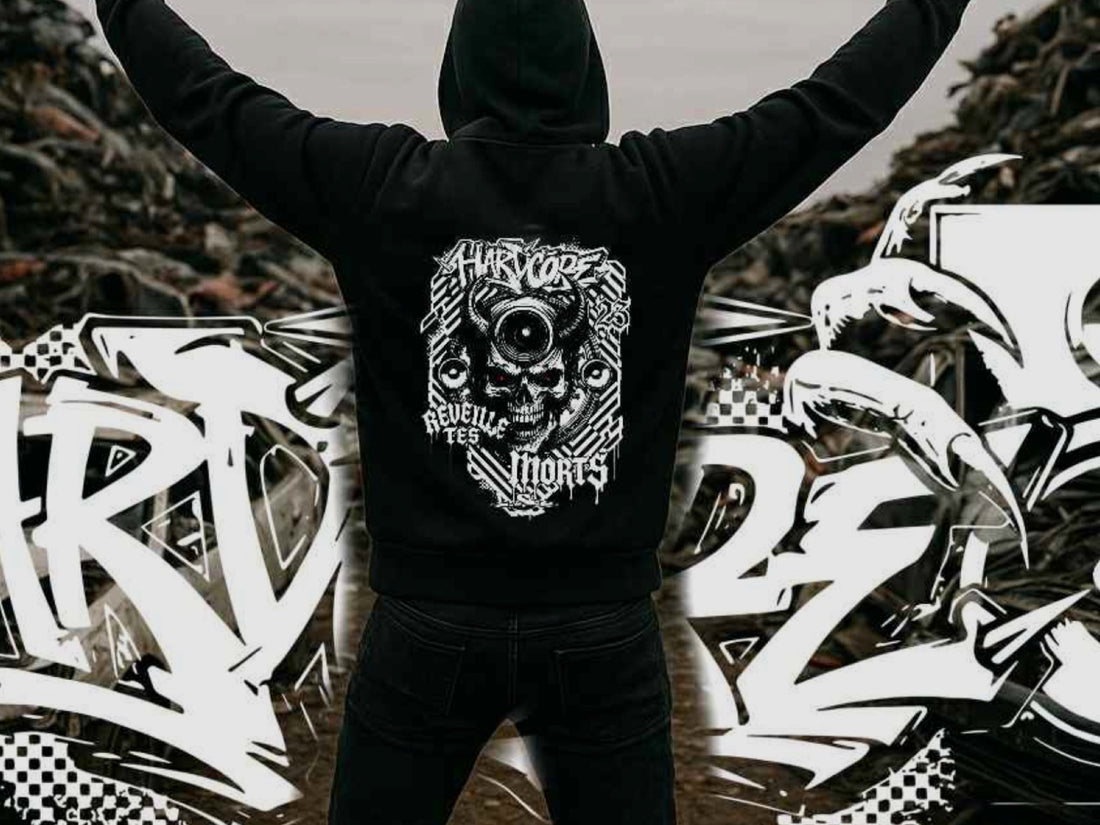 Teufeur de dos avec un pull Hardcore