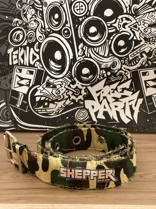 CEINTURE TISSU CAMOUFLAGE KAKI CLAIR