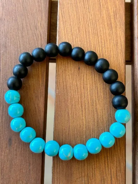 BRACELET EN PIERRE TURQUOISE ET ONYX SHEPPERWEAR