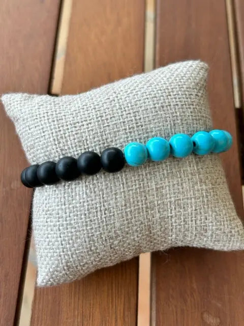 BRACELET EN PIERRE TURQUOISE ET ONYX SHEPPERWEAR