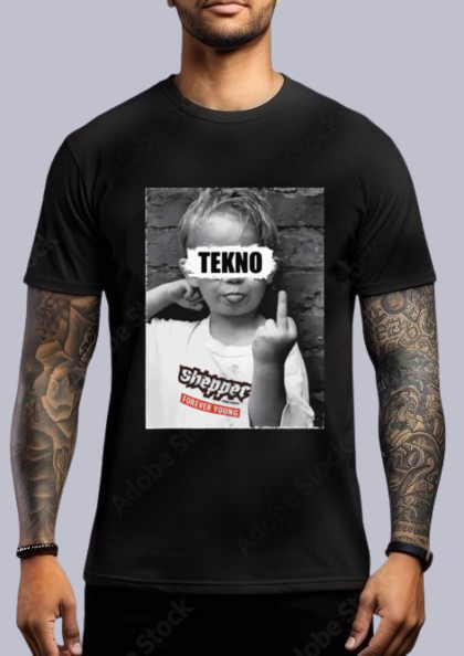 T-SHIRT RAVE, MODELLO FOREVER YOUNG, STAMPA FRONTALE