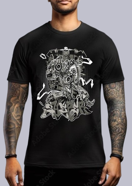 TEE-SHIRT RAVE modèle SHEPPER ROBOT (impression devant)