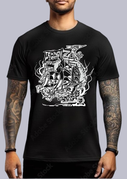 TEE-SHIRT RAVE modèle TEKNO PIRATE (impression devant)