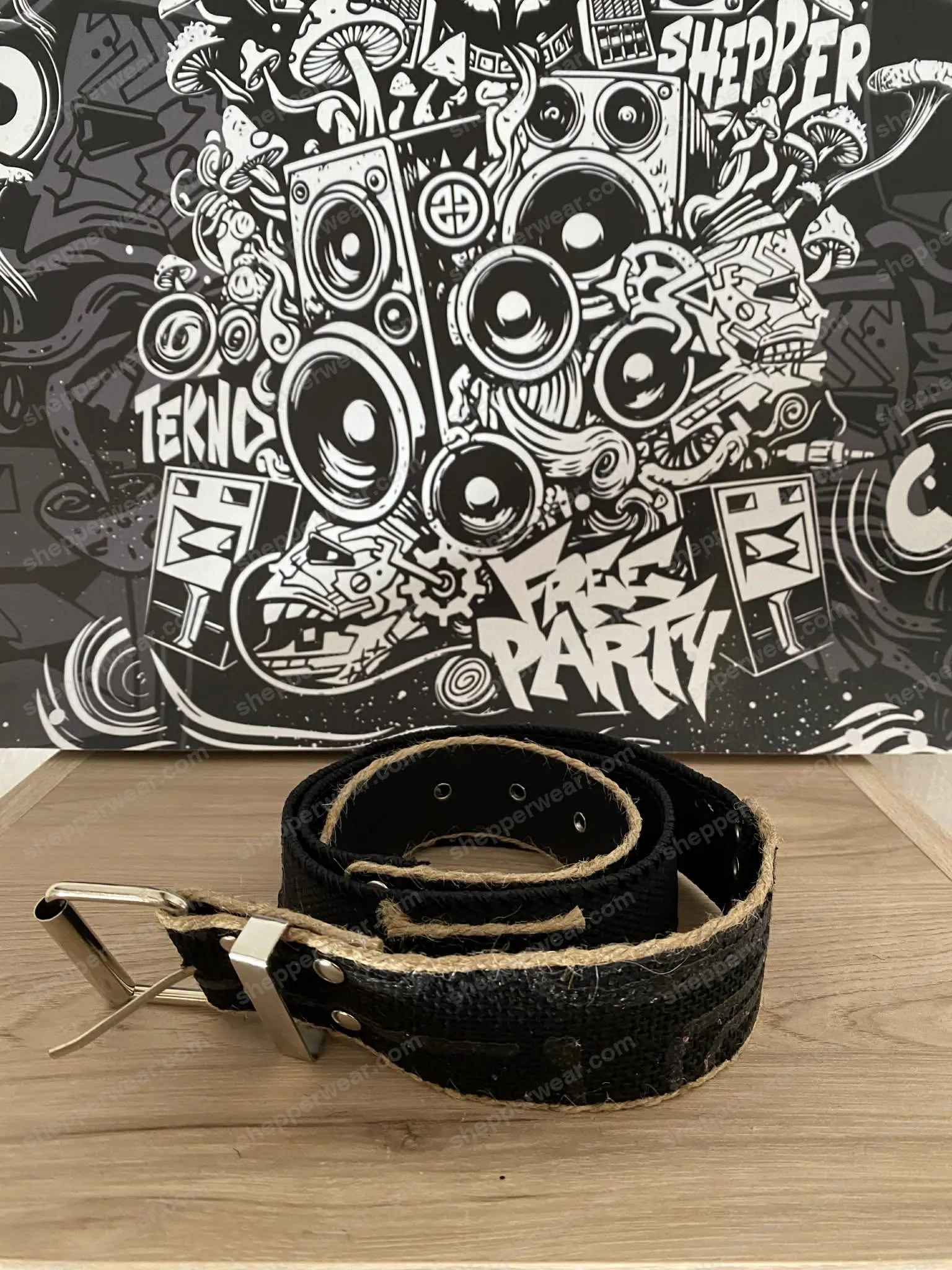 CEINTURE TISSU EFFET CORDE NOIRE - CEINTURES