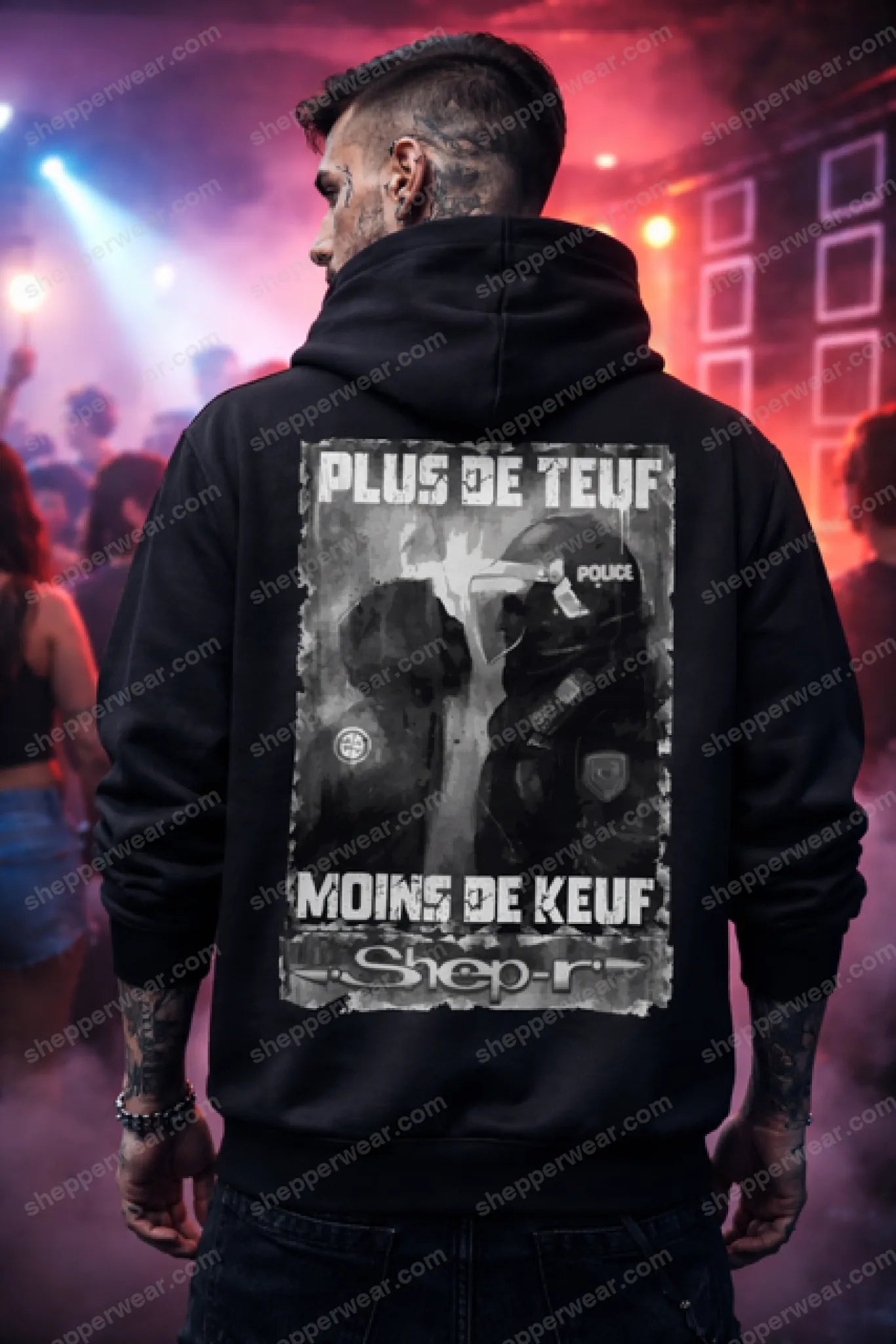 SWEAT RAVE MODELE PLUS DE TEUF MOINS DE KEUF - SWEAT A CAPUCHE