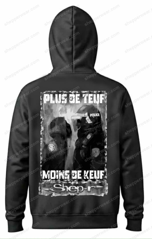 SWEAT RAVE MODELE PLUS DE TEUF MOINS DE KEUF - SWEAT A CAPUCHE