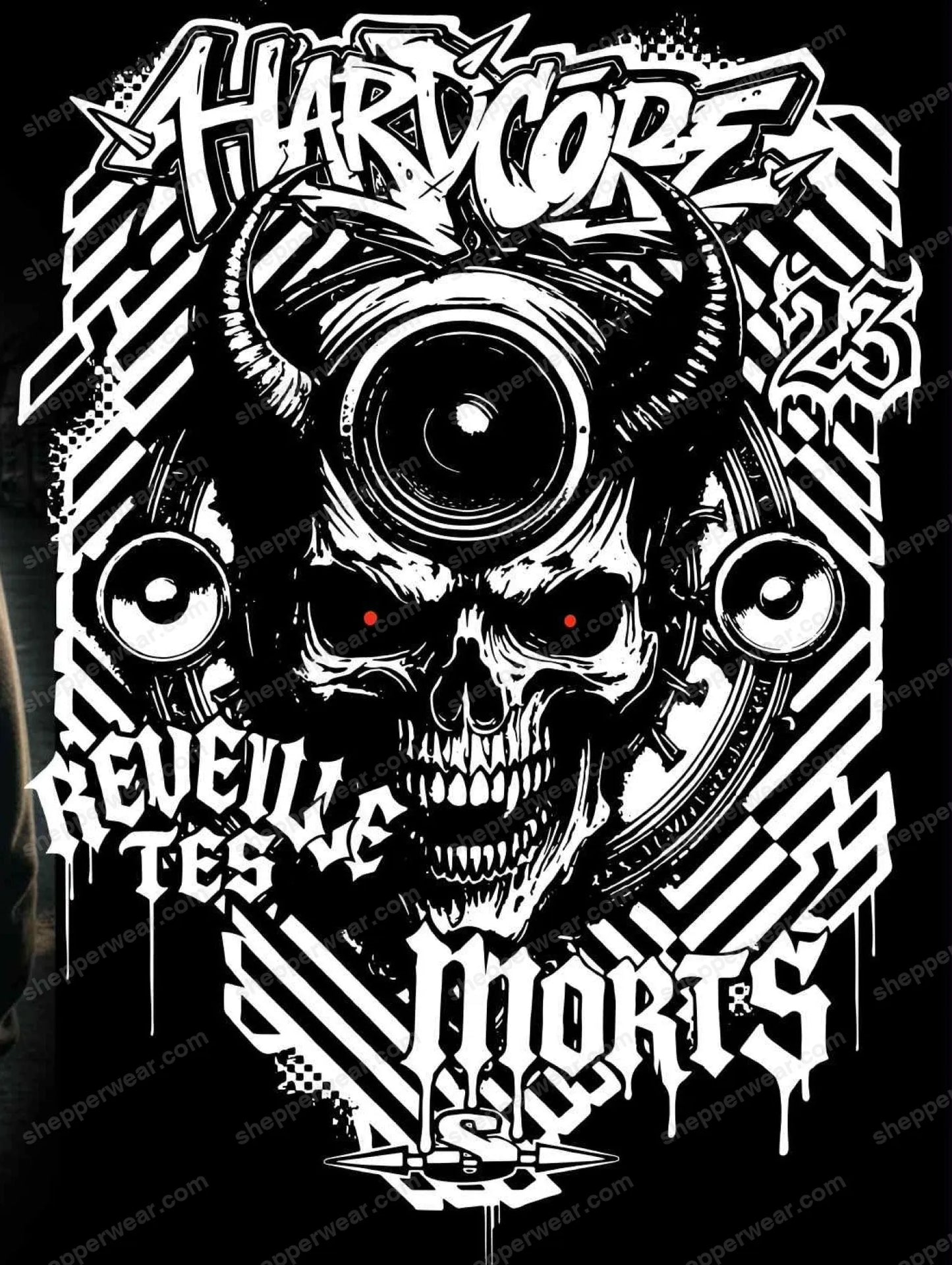 T-SHIRT HARDCORE DRAKSKULL - TEE-SHIRT IMPRESSION DOS