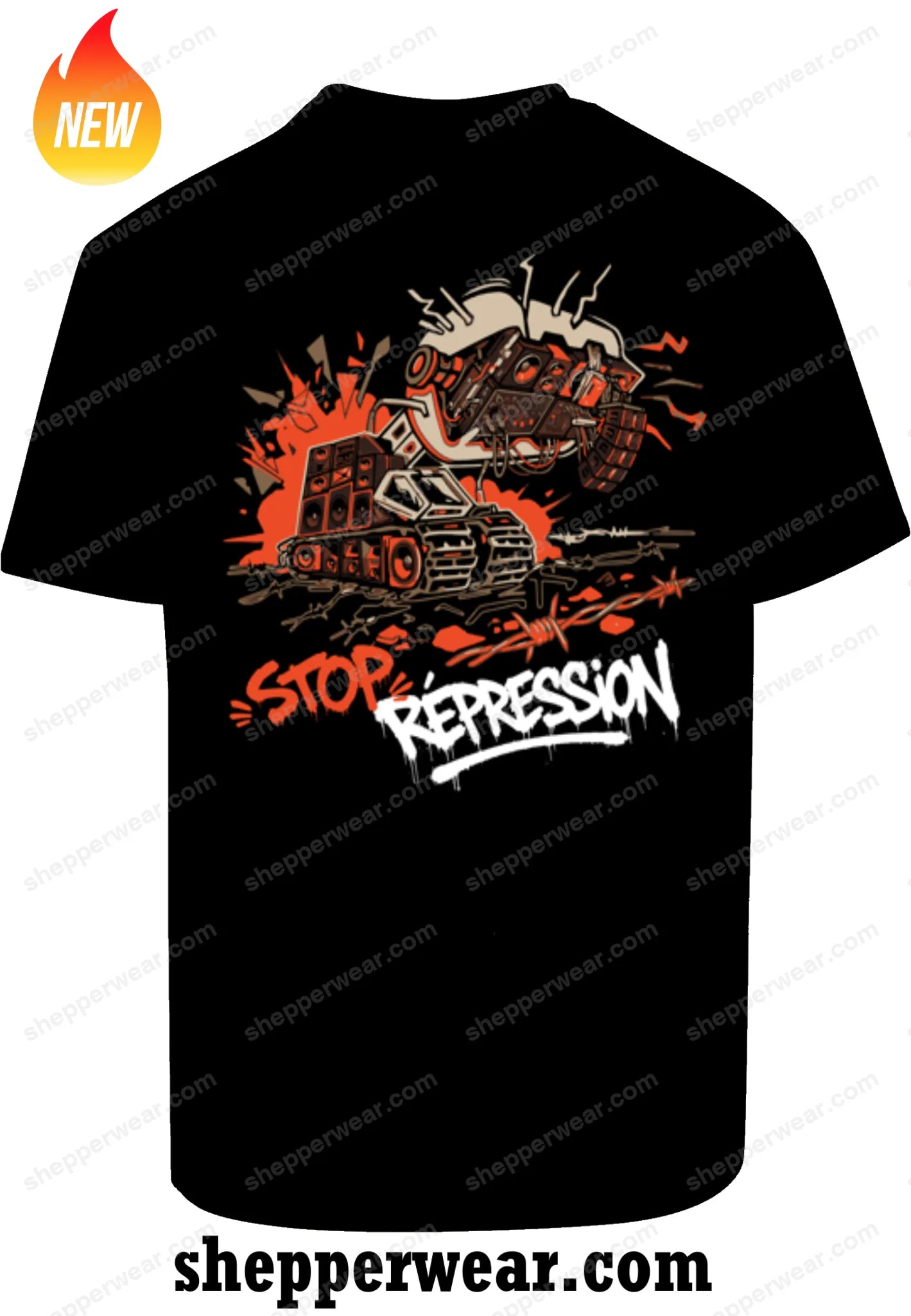 T-SHIRT RAVE STOP REPRESSION - TEE-SHIRT IMPRESSION DOS