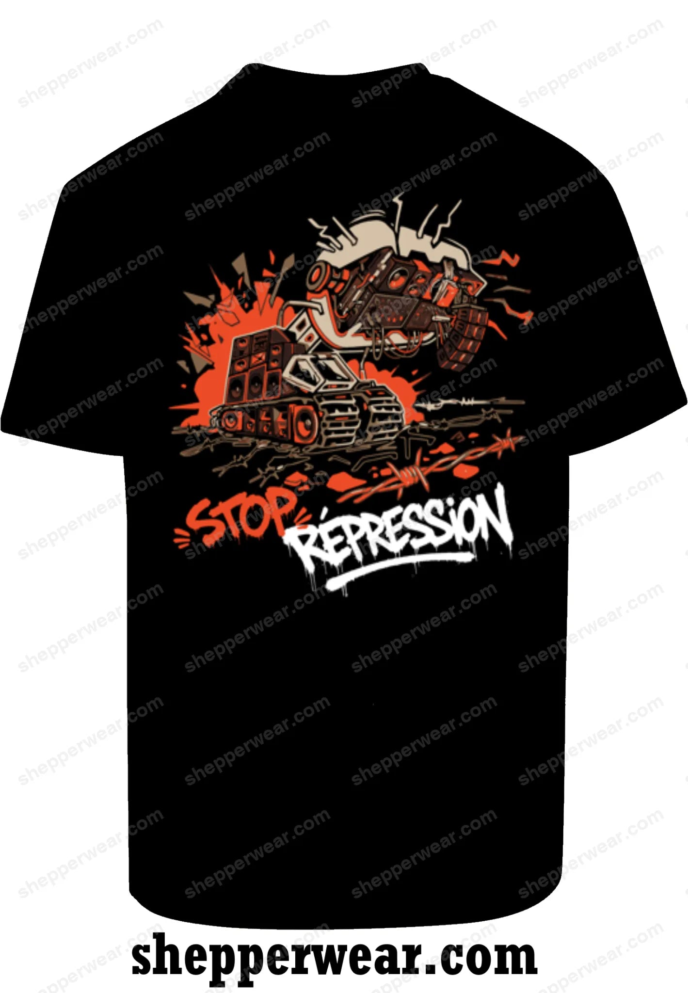 T-SHIRT RAVE STOP REPRESSION - TEE-SHIRT IMPRESSION DOS