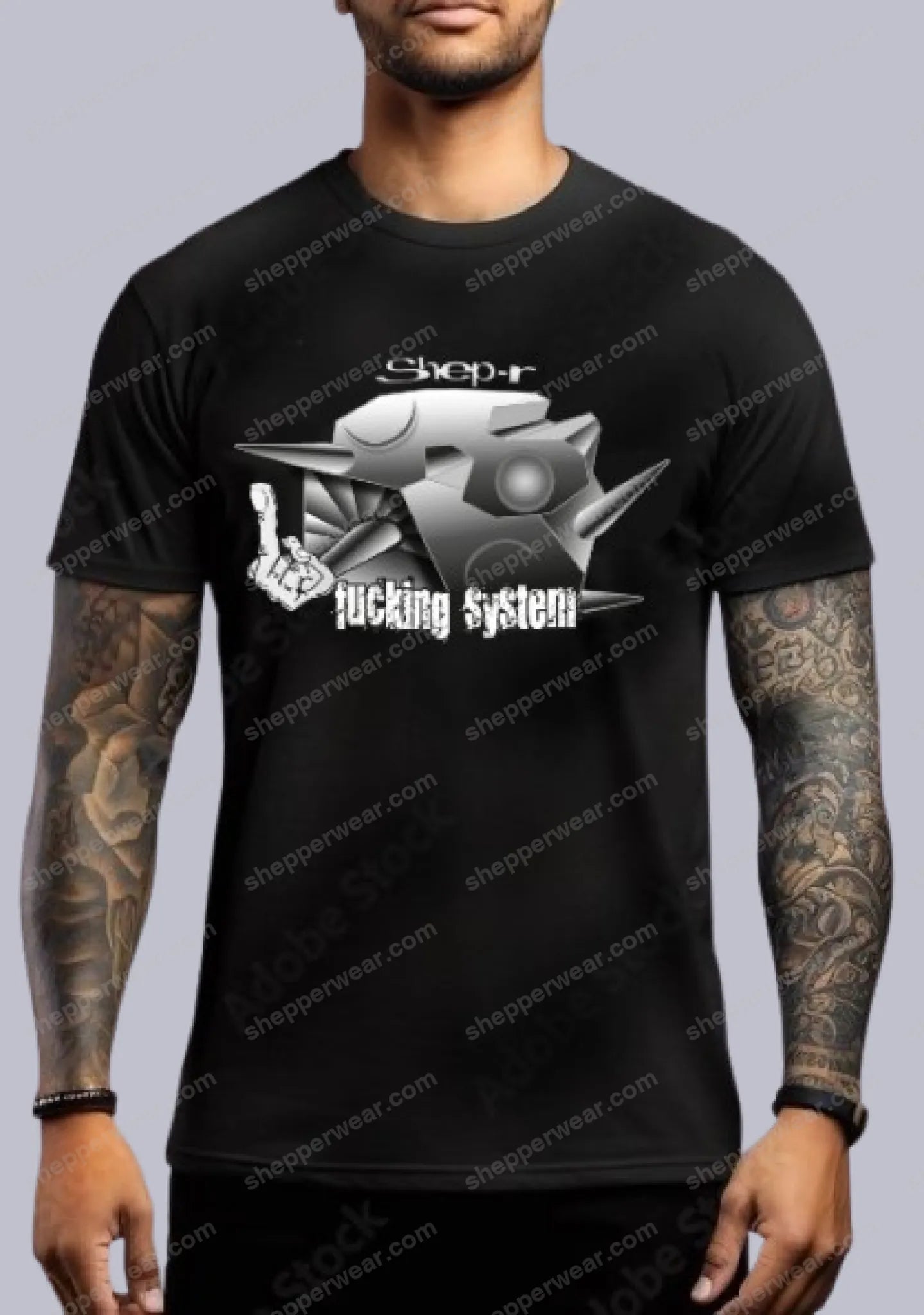 TEE-SHIRT RAVE modèle F*CKING SYSTEM (impression devant) - TEE-SHIRT IMPRESSION DEVANT