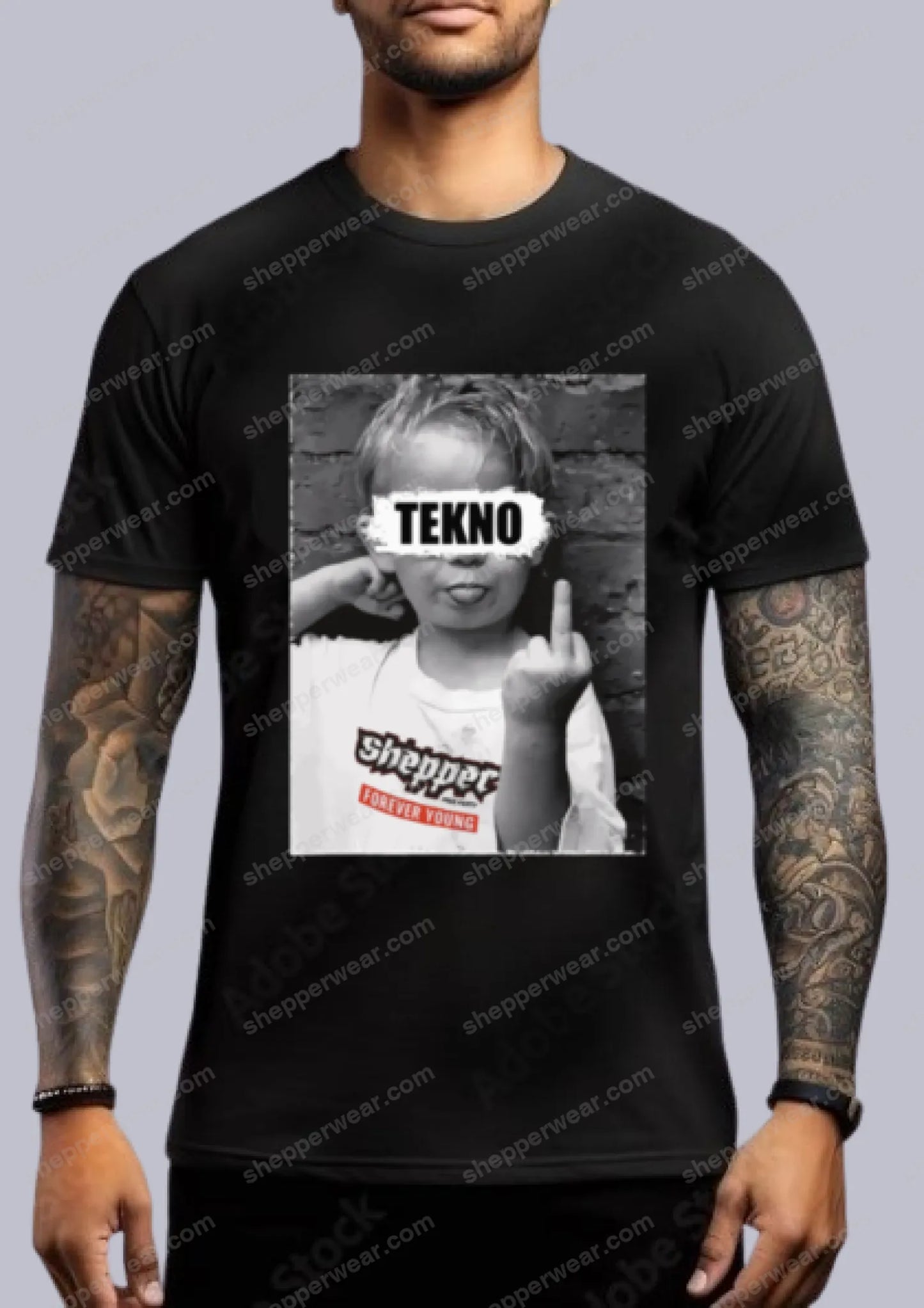 TEE-SHIRT RAVE MODELE FOREVER YOUNG IMPRESSION DEVANT - TEE-SHIRT IMPRESSION DEVANT