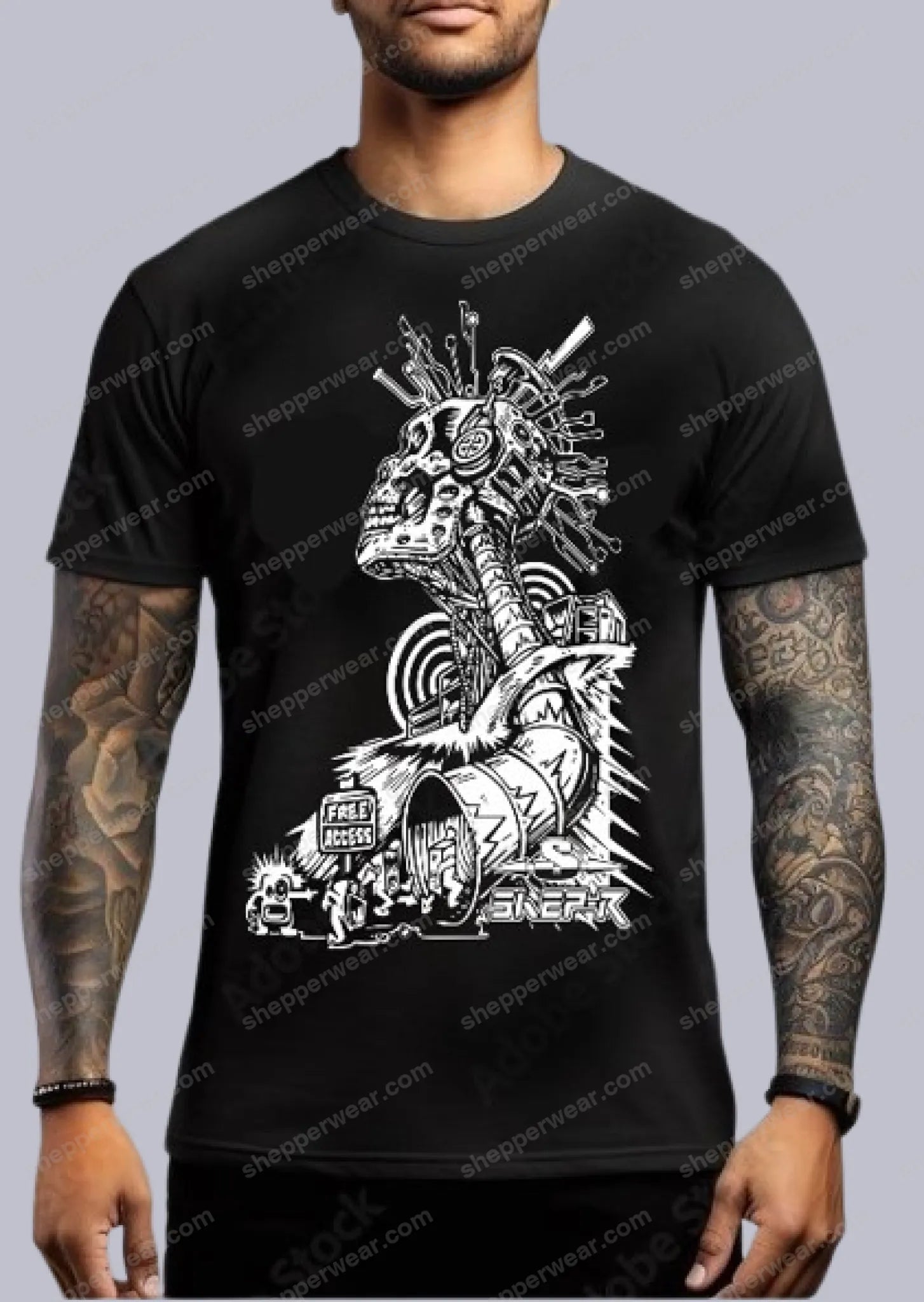 TEE-SHIRT RAVE modèle FREE ACCESS (impression Devant) - TEE-SHIRT IMPRESSION DEVANT