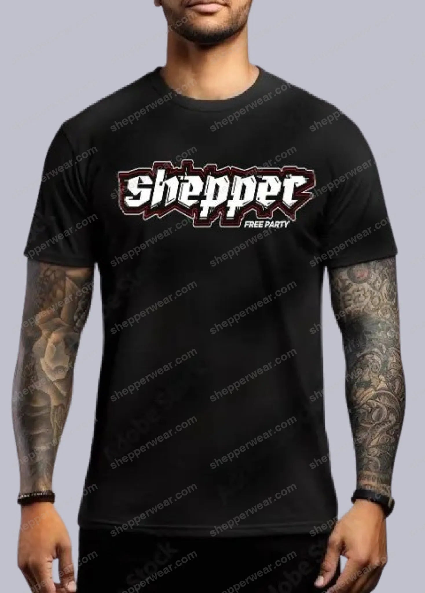 TEE-SHIRT RAVE SHEPPER FREE PARTY IMPRESSION DEVANT - TEE-SHIRT IMPRESSION DEVANT