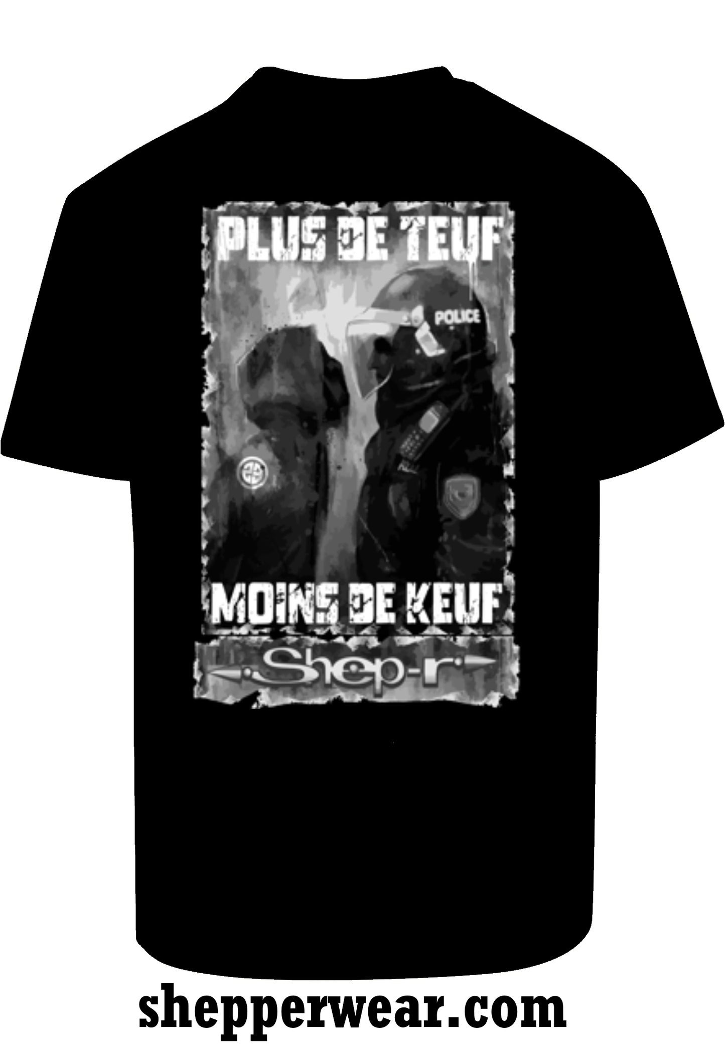TEE-SHIRT RAVE modèle PLUS DE TEUF MOINS DE KEUF