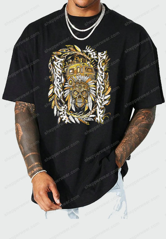 TEES INDIAN SKULL - TEE-SHIRT IMPRESSION DOS